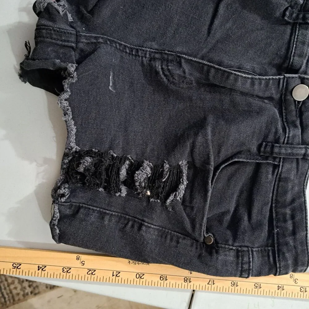 Shein Cut-Off Jean Shorts Women's Size: L 40/42  8/10 Black  Denim Stretch